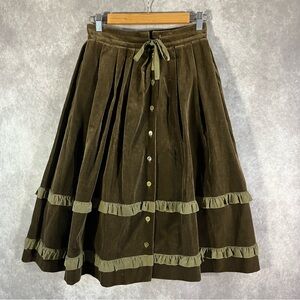 Alan Austin Skirt Velvet Lined Dark Hippie Goth Green Vintage Button Closed Sz 8